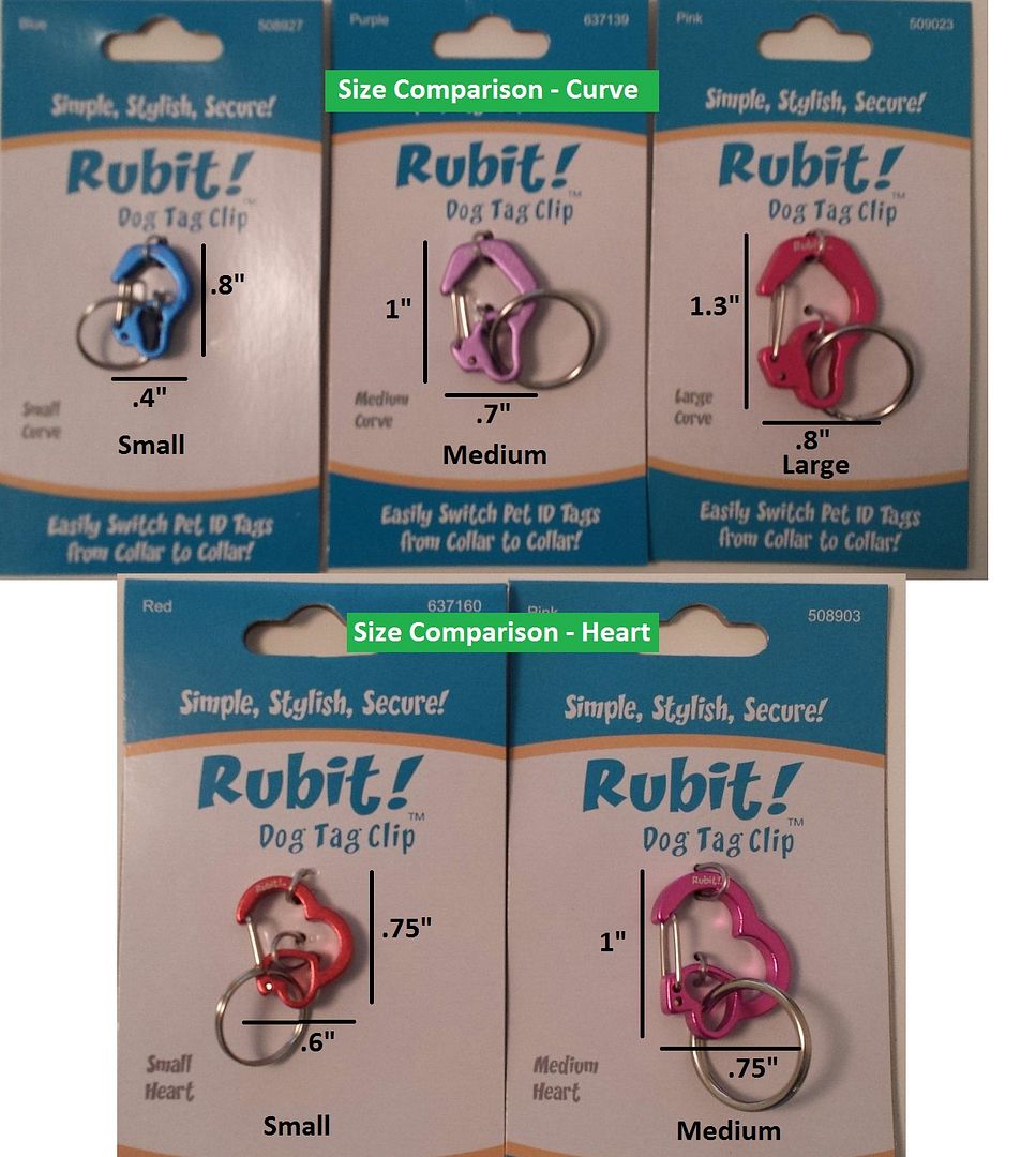 Rubit Dog Tag Clip, USA Seller, Quick Release Tag Holder, Curve & Heart