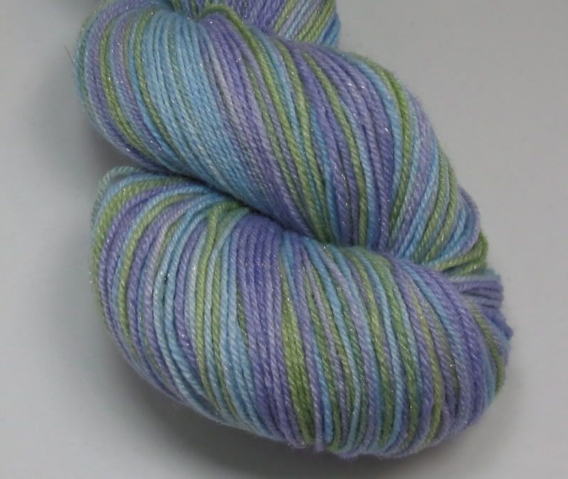 Add some Whimsy to your knitting.....Andrea Blue on sparkle sock(with real silver)
