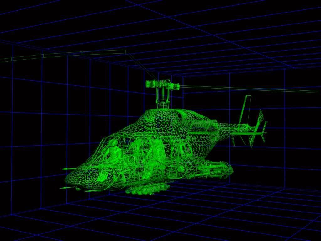 Here is a wireframe renders of my model of Airwolf.