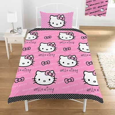  Kitty Bedding  Girls on Hello Kitty Stripe Ribbon Single Duvet     Hello Kitty Bed Spread