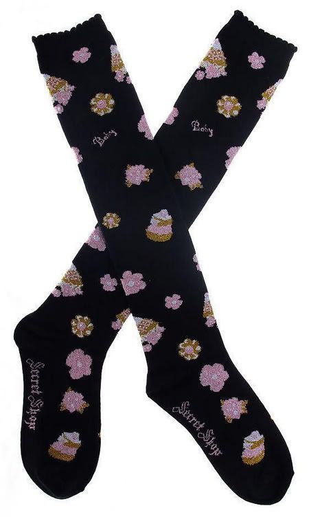 Secret Shop Flower & Cake Knee Socks