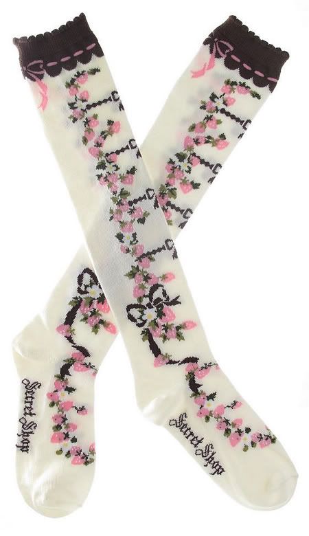 Secret Shop Lolita Bow Strawberry Knee Socks