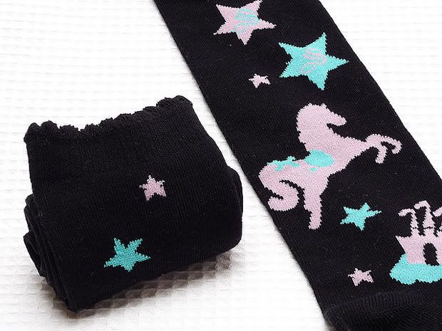 Secret Shop Gothic Lolita Star & Unicorn Knee Socks
