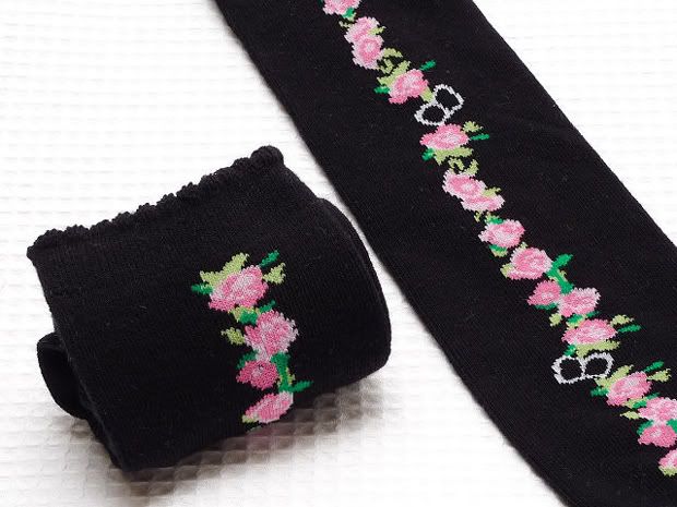 Secret Shop Pink Rose Bouquet Lolita Socks