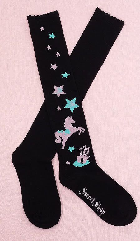 Secret Shop Gothic Lolita Star & Unicorn Knee Socks
