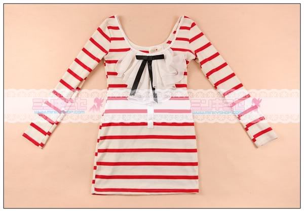 Red Striped Ruffle Shirt