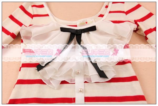 Red Striped Ruffle Shirt