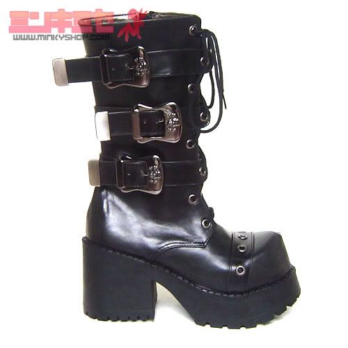 Gothic Punk Skull Buckle Platform Boots