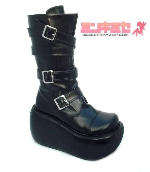 Gothic Punk Buckle Wedge Platform Boots