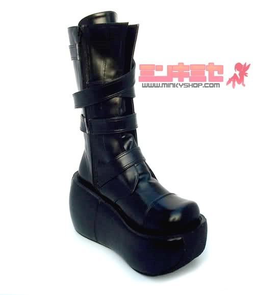 Gothic Punk Buckle Wedge Platform Boots