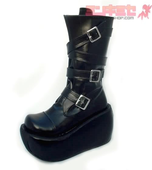 Gothic Punk Buckle Wedge Platform Boots