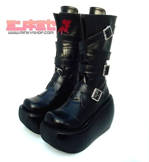 Gothic Punk Buckle Wedge Platform Boots