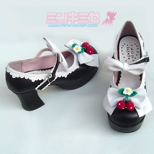 Strawberry Bow Lolita Heels