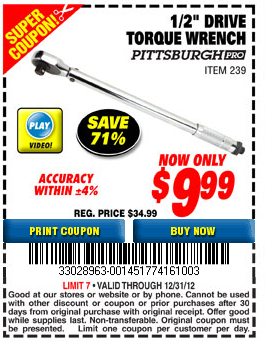 torque wrench coupon