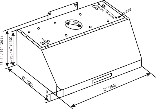 30 Inch Baffle Filter Under Cabinet S/S Range Hood A 21  