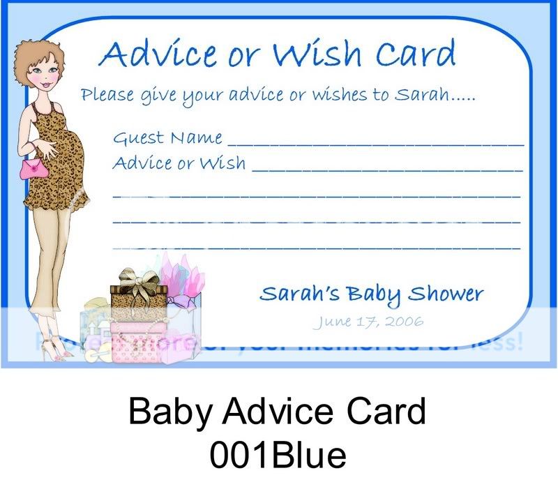 BABY SHOWER Advice Wish Cards Caucasian Pregnant Mom  