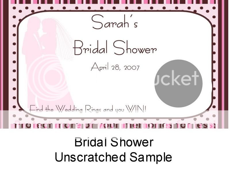 BRIDAL SHOWER Scratch Tickets Wedding Cake  