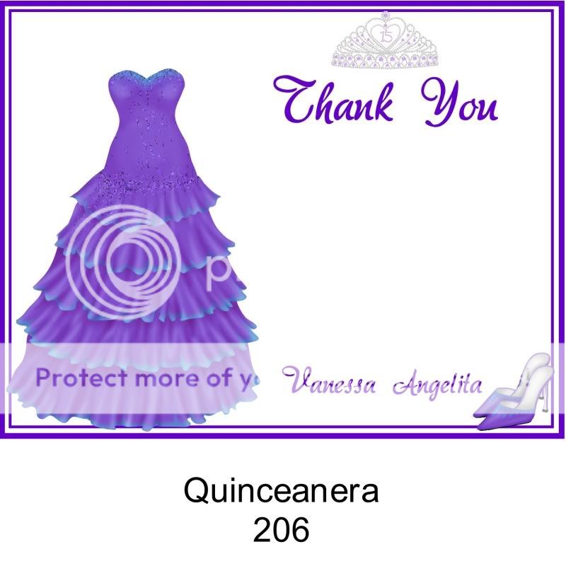 QUINCEANERA Birthday Thank You Cards  