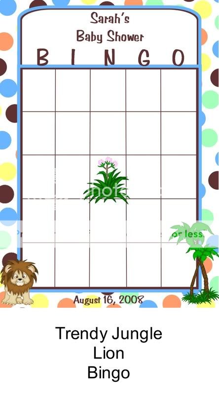 Trendy Jungle Lion Baby Shower Bingo Game FUN  