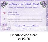 BRIDAL WEDDING SHOWER Advice Wish Cards Gifts  